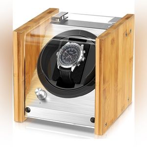 Watch Winder Smith Bamboo Single Watch Winder for Extra Large to Small Watch